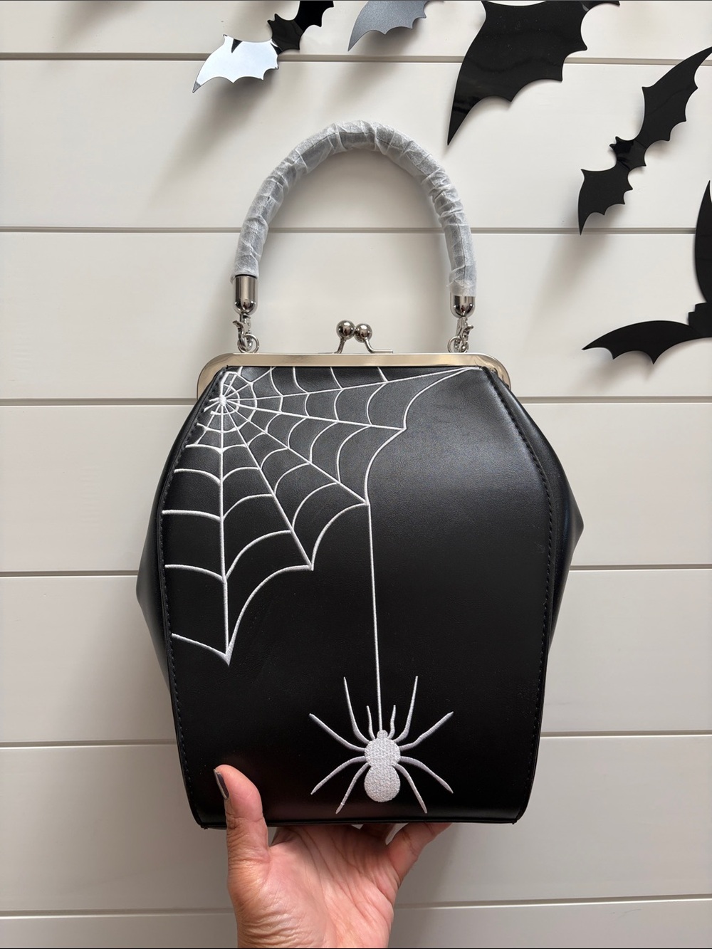 Banned Alternative Black Spider-Web interchangeable Handle Purse